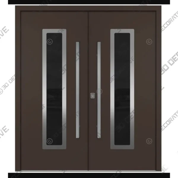 Brown Double Steel Door Nova Inox S1 Prehung Set