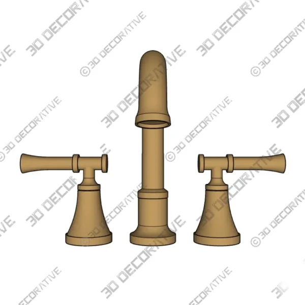 Chamberlain Gold Widespread Double Handle Bathroom Faucet - 3D Decorative