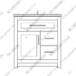 Clady Single Sink White Bath Vanity – 3D Decorative Clady Single Sink White Bath Vanity – 3D Decorative
