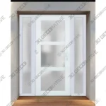 Commercial Fiberglass Entry Door Frosted Glass Prehung