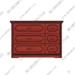 Contemporary Rubber Wood Dresser Storage Chest with Drawers - 3D Decorative Contemporary Rubber Wood Dresser Storage Chest with Drawers 3D Decorative