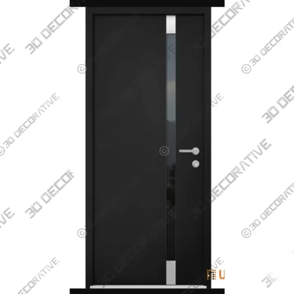 Cynex 6777 Black Steel Front Door with Stainless Inserts