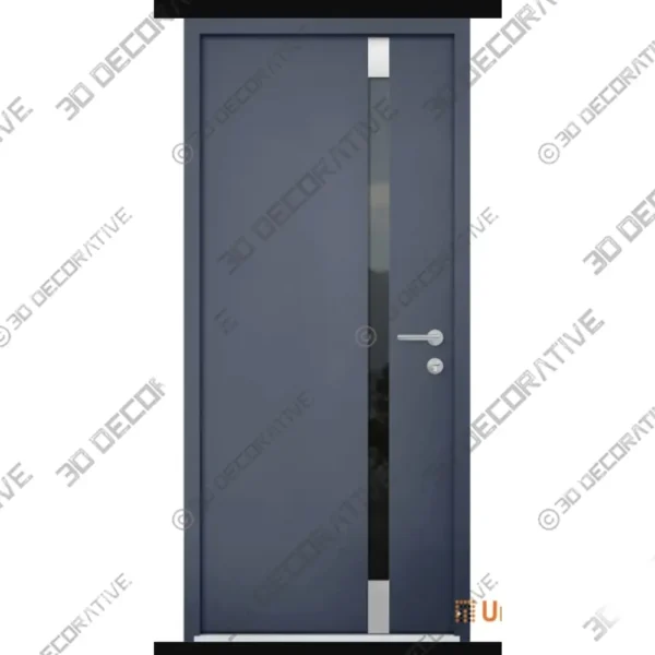 Cynex Modern Steel Front Door with Stainless Inserts Style 6777
