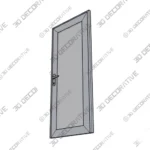 Fiberglass Door with Frosted Glass Commercial Residential 3D Models