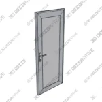 Fiberglass Door with Frosted Glass Commercial Residential 3D SketchUp