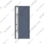 Front Exterior Prehung Steel Door Stainless Modern 3D Decorative
