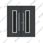 Gray Modern Double Doors Nova Inox S1 Steel Entry - 3D Decorative Gray Modern Double Doors Nova Inox S1 Steel Entry 3D Decorative