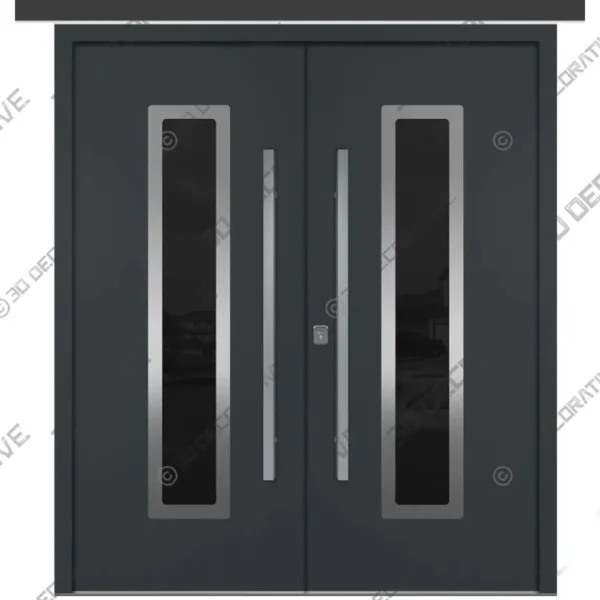 Gray Modern Double Doors Nova Inox S1 Steel Entry