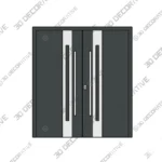 Gray Steel Double Doors Nova Inox S2 Modern Set - 3D Decorative Gray Steel Double Doors Nova Inox S2 Modern Set 3D Decorative