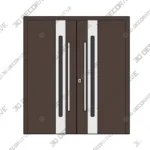Nova Inox S2 Brown Double Door Prehung Steel Set 3D Decorative