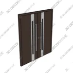 Nova Inox S2 Brown Double Door Prehung Steel Set 3D Models