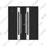 Nova Inox S2 Double Door Black Steel Prehung Set 3D Decorative