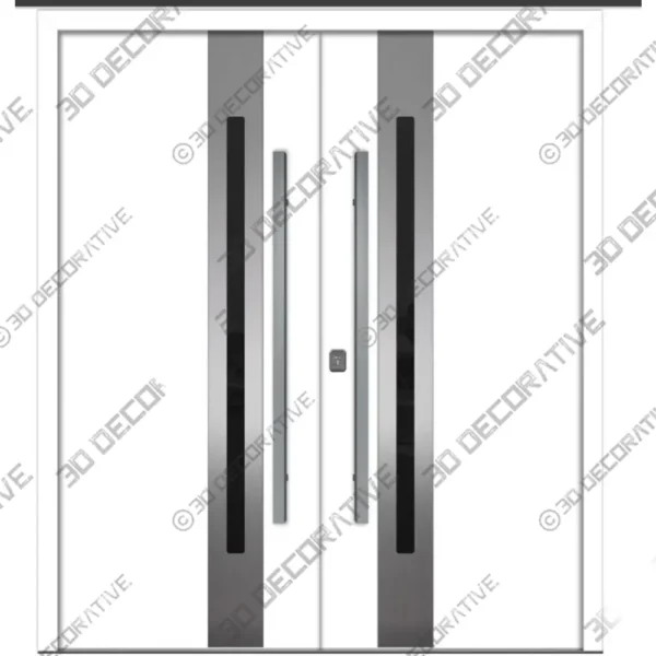 Nova Inox S2 Prehung White Steel Double Doors