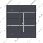 Nova Inox S3 Grey Double Entry Door - 3D Decorative Nova Inox S3 Grey Double Entry Door 3D Decorative