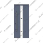 Prehung Steel Door Modern Entry with Stainless 3D Decorative