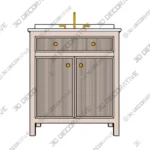 Sandbanks Greige Undermount Single Sink Bathroom Vanity 3D Decorative