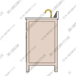 Sandbanks Greige Undermount Single Sink Bathroom Vanity 3D Models
