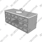 Albany Single Bathroom Vanity with Stone Top - 3D Decorative Albany Single Bathroom Vanity with Stone Top 3D Decorative