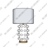 Ceramic Table Lamp Matte White Fabric Shade Lighting 3D Models