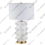 Ceramic Table Lamp Matte White Fabric Shade Lighting Sketchup Model