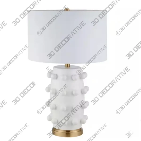 Ceramic Table Lamp Matte White Fabric Shade Lighting Sketchup Model