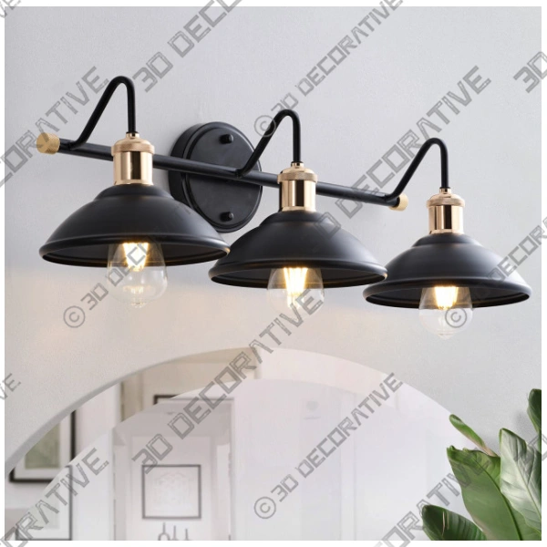 Industrial Vanity Lighting Black Gold Gooseneck Fixture - Decorative Lights