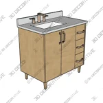 Ashbury 36 White Oak Vanity Left Sink Configuration 3D Models