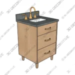 Ashbury Vanity 24 Inch Natural White Oak Bathroom - 3D Decorative Ashbury Vanity 24 Inch Natural White Oak Bathroom 3D Decorative