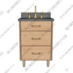 Ashbury Vanity 24 Inch Natural White Oak Bathroom - 3D Models Ashbury Vanity 24 Inch Natural White Oak Bathroom 3D Models